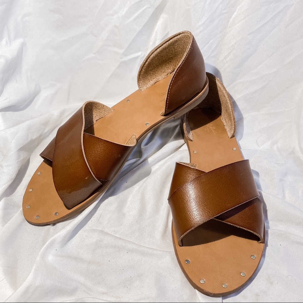 Target Sandals, Target Brown Leather Strap Sandals, Woman’s size 8